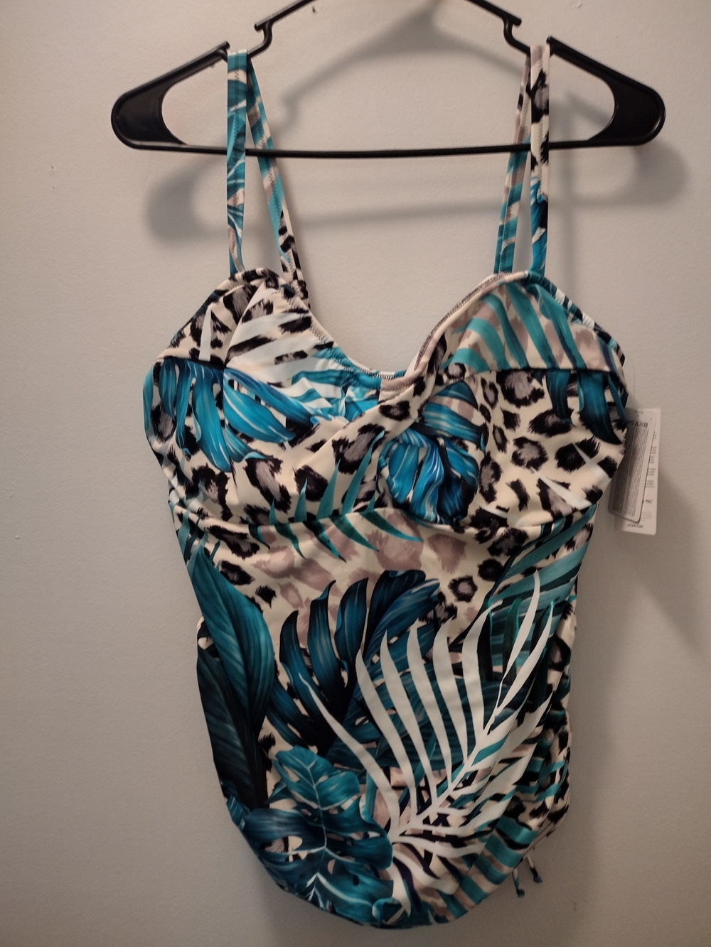Fantasie Teal Blue Palm Leaf & Leopard Print One-Piece Swimsuit
